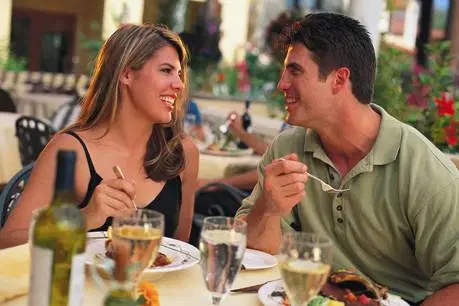 Two people dining at a restaurant